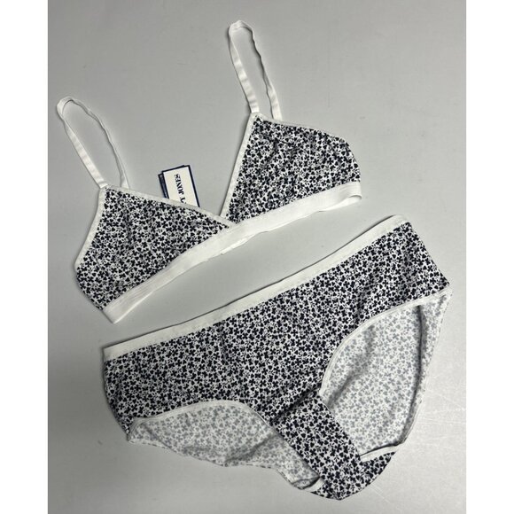Sleepy Jones Made With Liberty Fabric Bra Set Blue White Patterned Womens XL - Picture 1 of 8